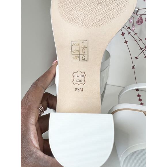 Tory Burch Gigi Two Band White Leather Block Heel Slingback Sandals Size 8.5 NWB - Picture 14 of 16